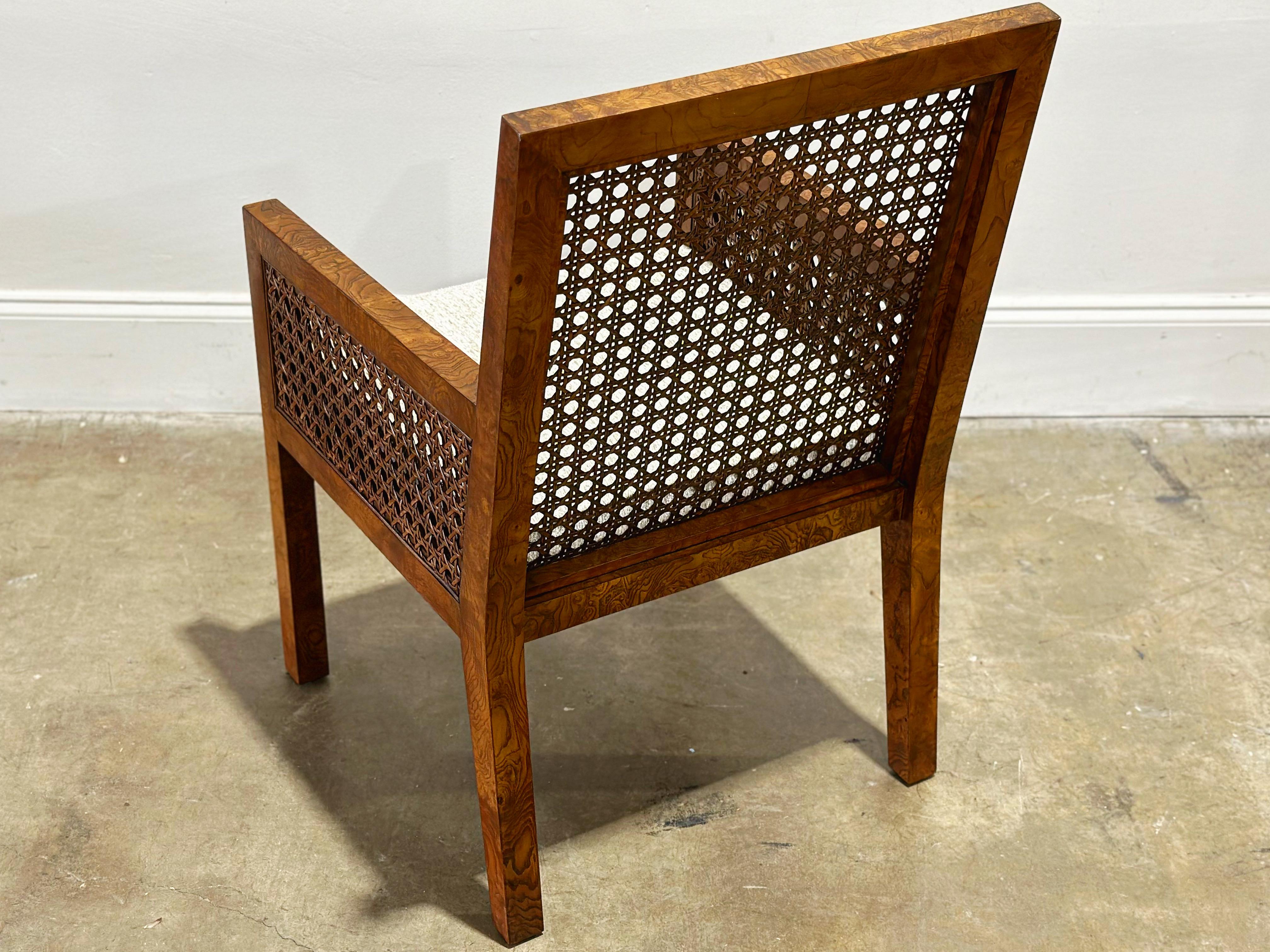 Ten Burl + Cane Parsons Dining Chairs, Rare Widdicomb Set of 10 Organic Modern  2