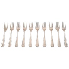 Ten Cake Forks "Annemarie" Danish Silver, Jens Sigsgaard