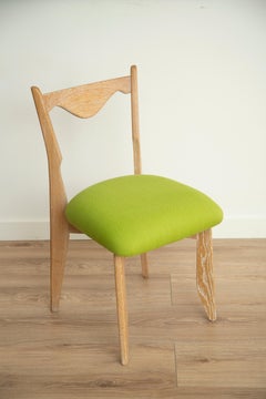 Guillerme & Chambron Set of Ten Dining Chairs in Cerused Oak