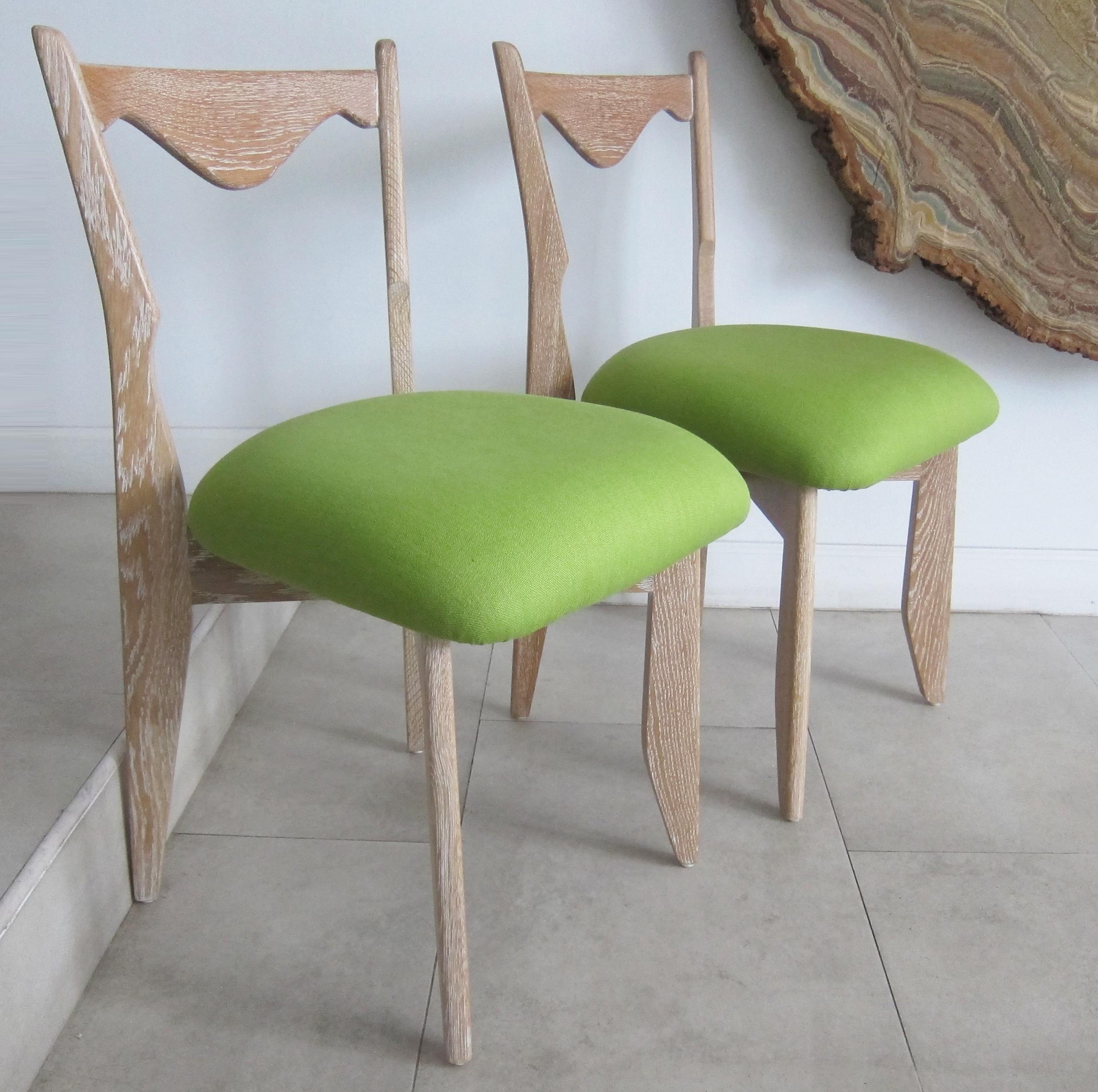 Ten Cerused Oak Dining Room Chairs by Guillerme & Chambron In Excellent Condition In Miami, FL