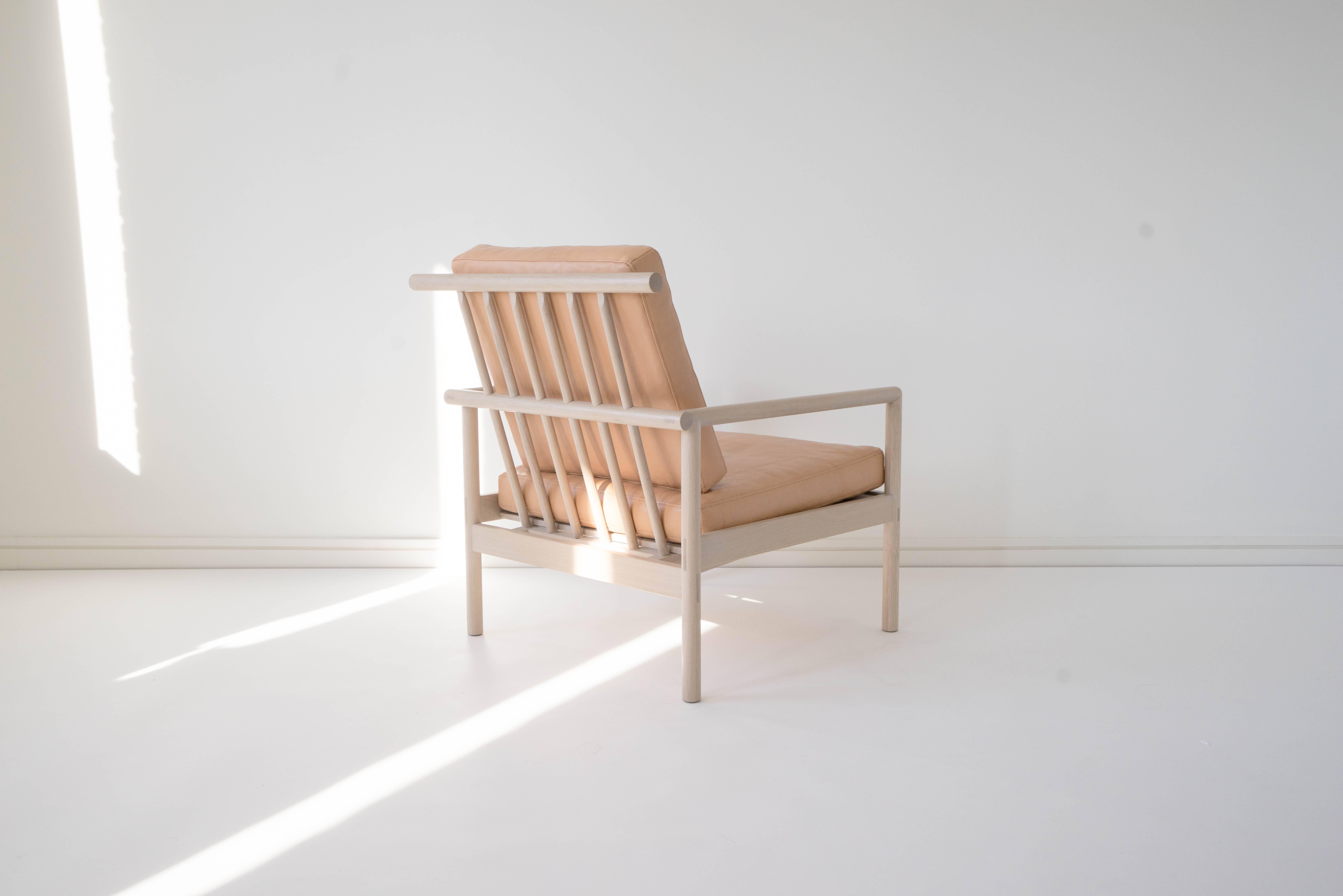 Sun at Six is a Brooklyn design studio. Handcrafted using traditional joinery. Vegetable tanned leather will patina with age. Exposed joinery throughout.

• Solid white oak
• Tung oil finish
• Full-grain vegetable tanned leather
•