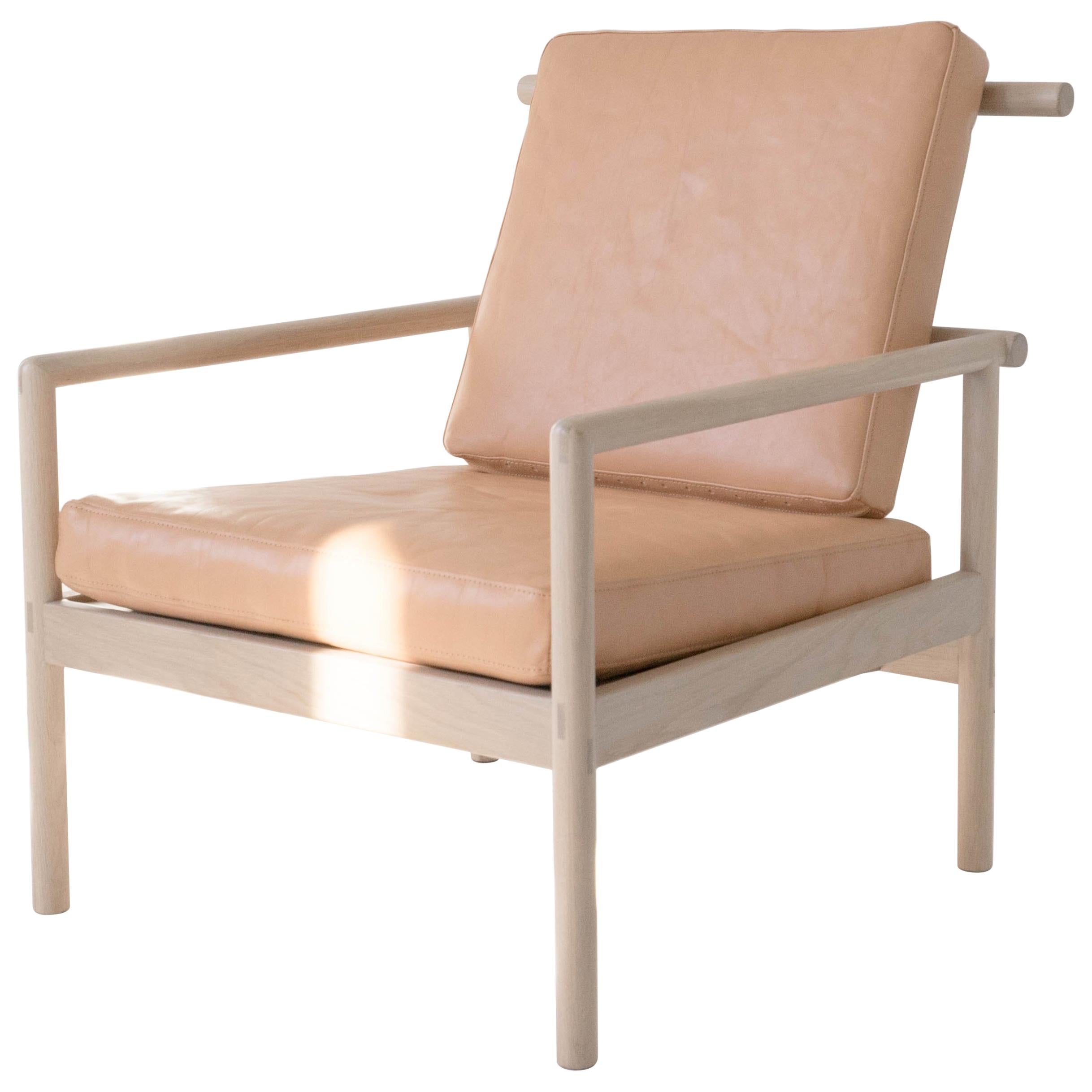 Ten Chair by Sun at , Nude Minimalist / Midcentury Lounge Chair in Wood, Leather