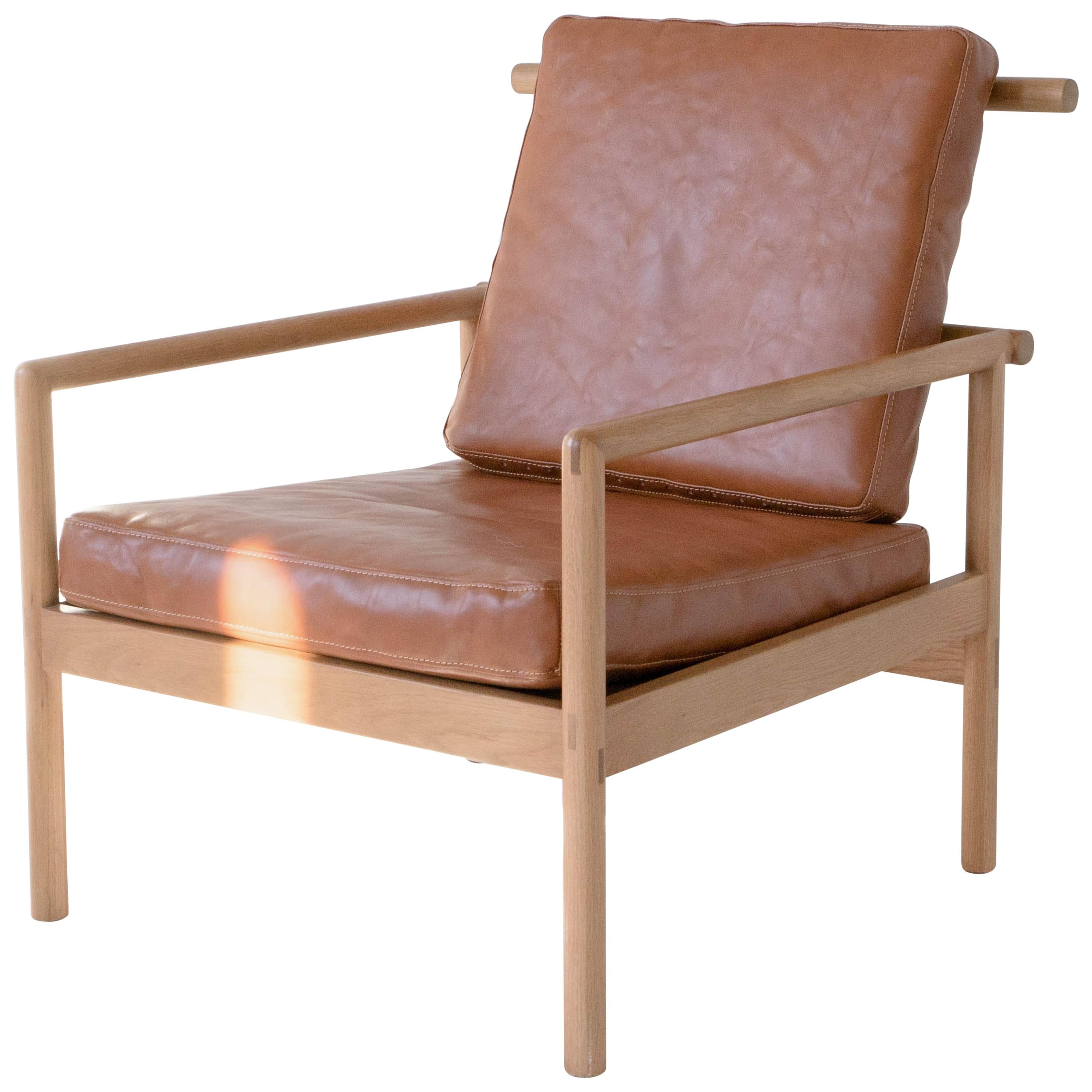 Ten Chair by Sun at Six, Sienna Midcentury Lounge Chair in Wood, Leather