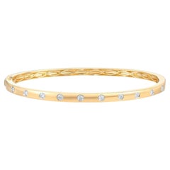 Ten Diamonds 14K (or 18k upon request) Yellow Gold Bangle Bracelet