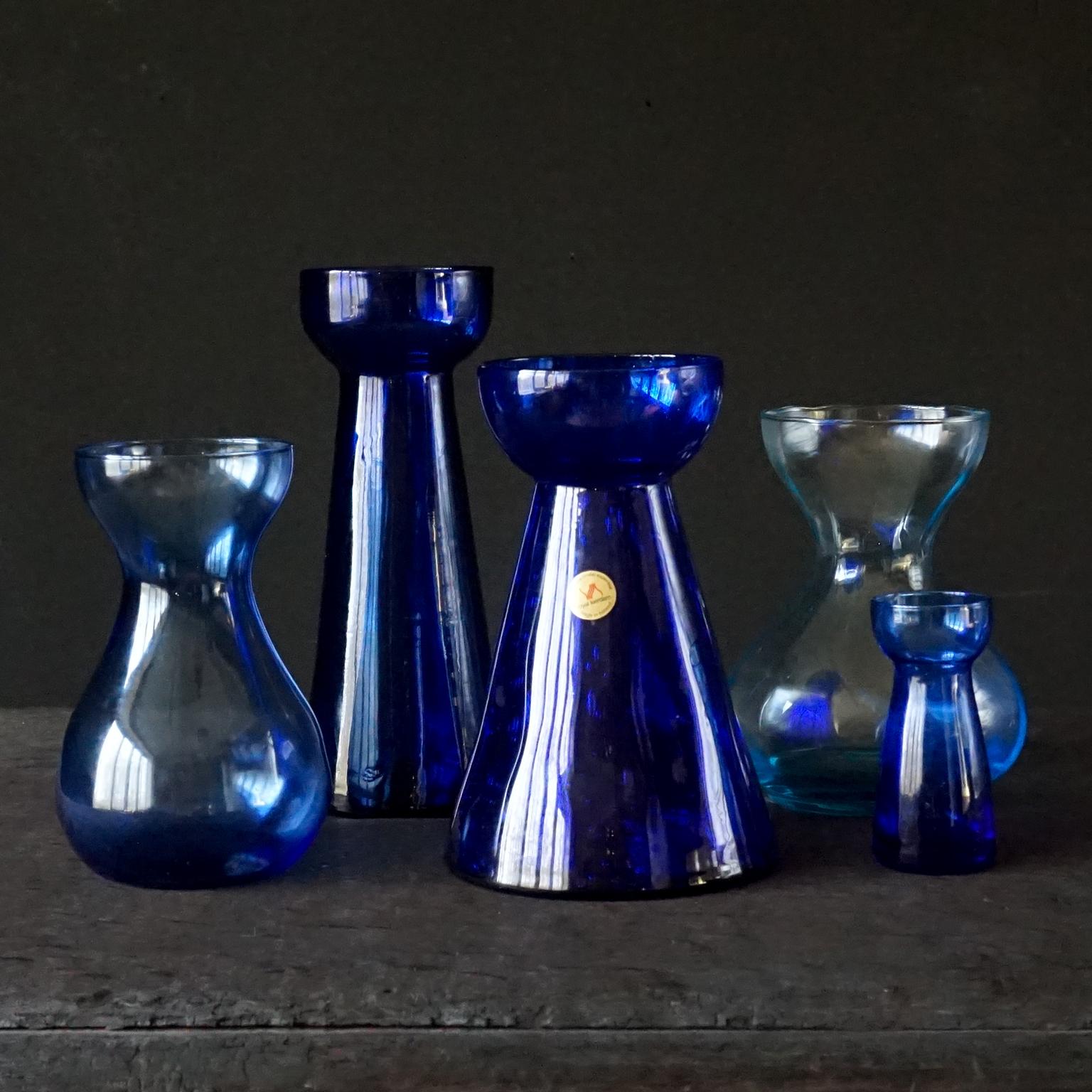 Ten Dutch 1960 Royal Leerdam Crystal and Rimac Baarn Bulb Vaseline Glass Vases In Good Condition For Sale In Haarlem, NL