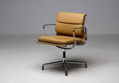 Ten EA 208 Eames Tan Leather Soft Pad All Group Office Chairs by Vitra