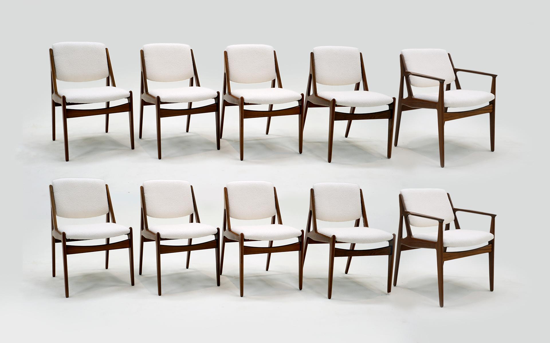 Scandinavian Modern Ten Elle and Ella Teak Danish Modern Dining Chairs by Arne Vodder. Excellent.