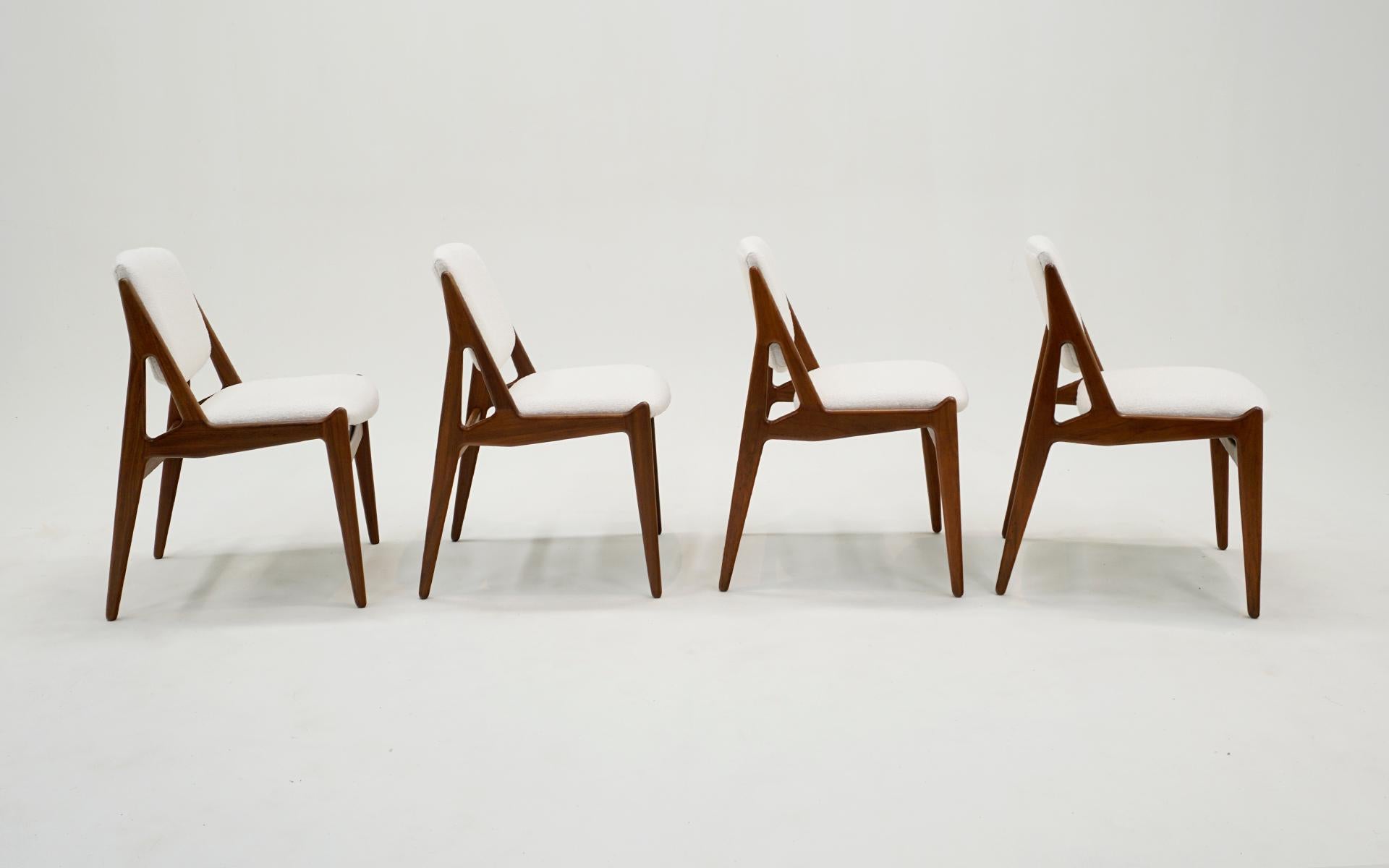 Mid-20th Century Ten Elle and Ella Teak Danish Modern Dining Chairs by Arne Vodder. Excellent.