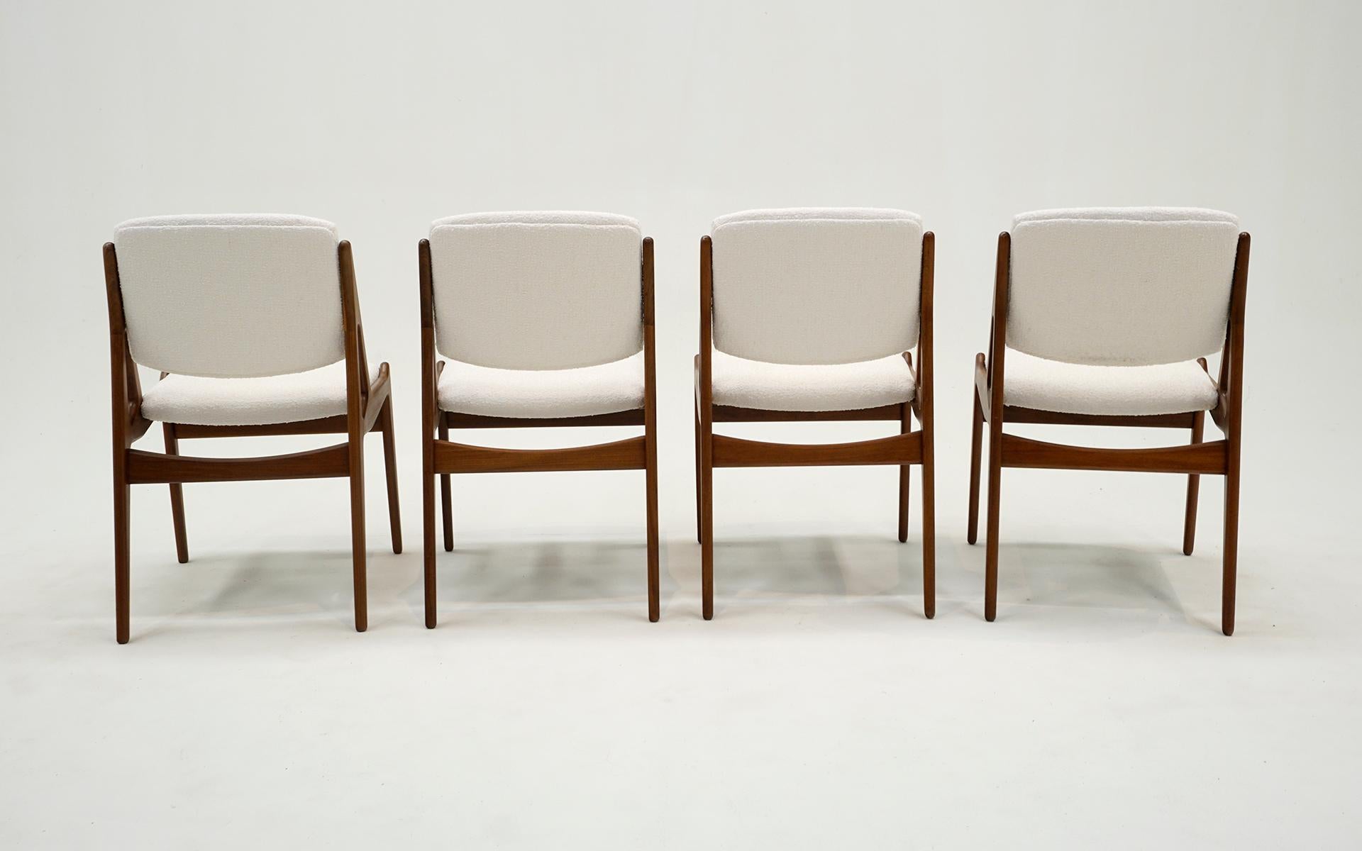 Upholstery Ten Elle and Ella Teak Danish Modern Dining Chairs by Arne Vodder. Excellent.