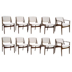 Ten Elle and Ella Teak Danish Modern Dining Chairs by Arne Vodder. Excellent.