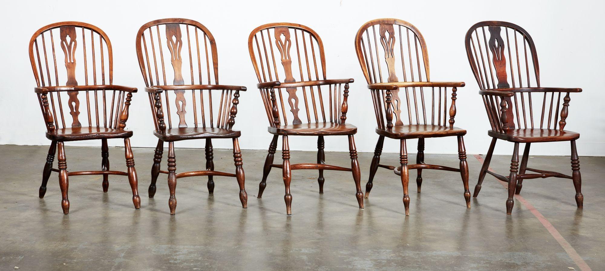19th Century Ten English High Back Windsor Armchairs For Sale