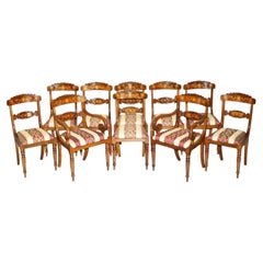 TEN FiNE REGENCY STYLE BURR WALNUT HARDWOOD & SATINWOOD INLAID DINING CHAIRS 10