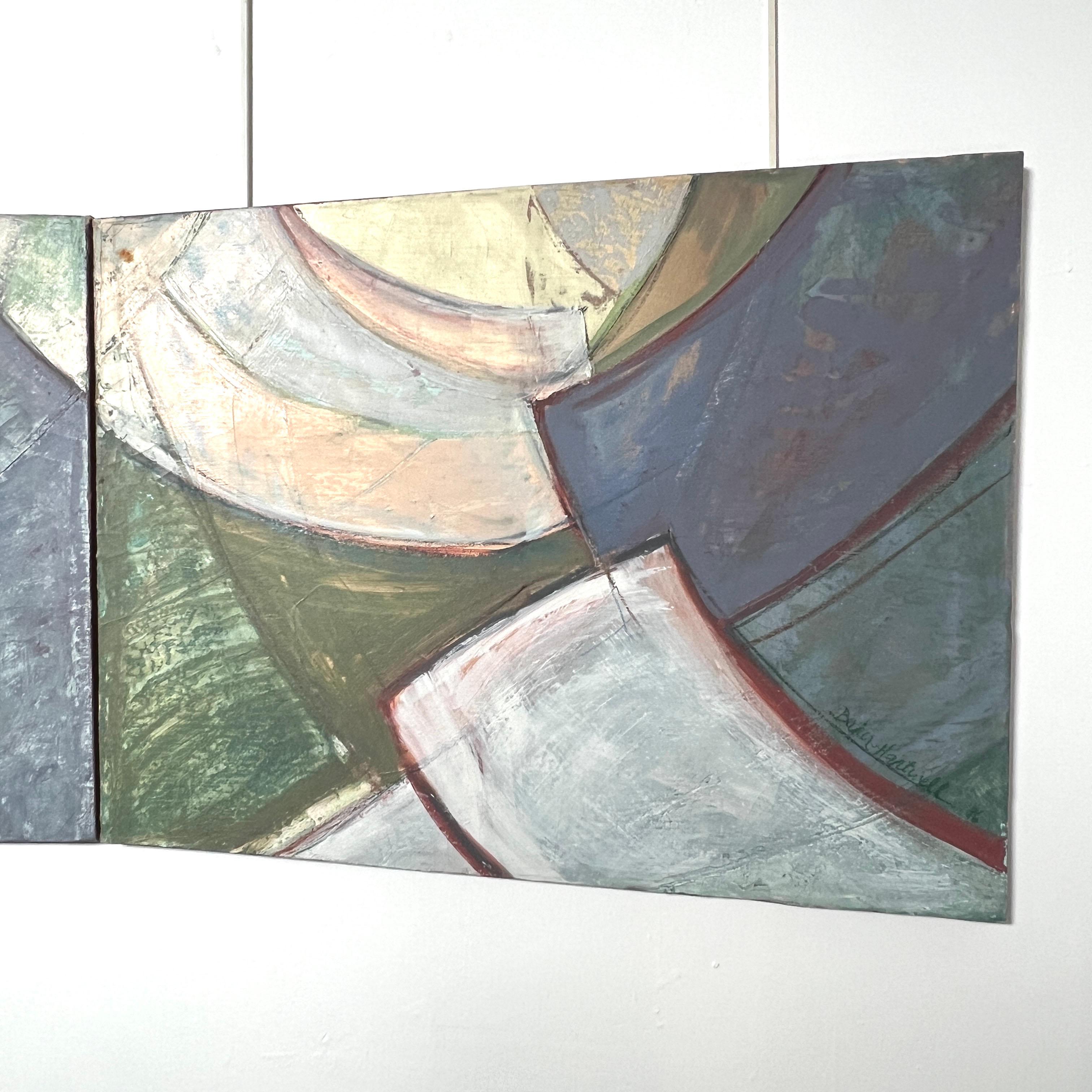 Ten Foot Long Abstract Post Modern Triptych Ca. 1980s In Good Condition For Sale In Peabody, MA
