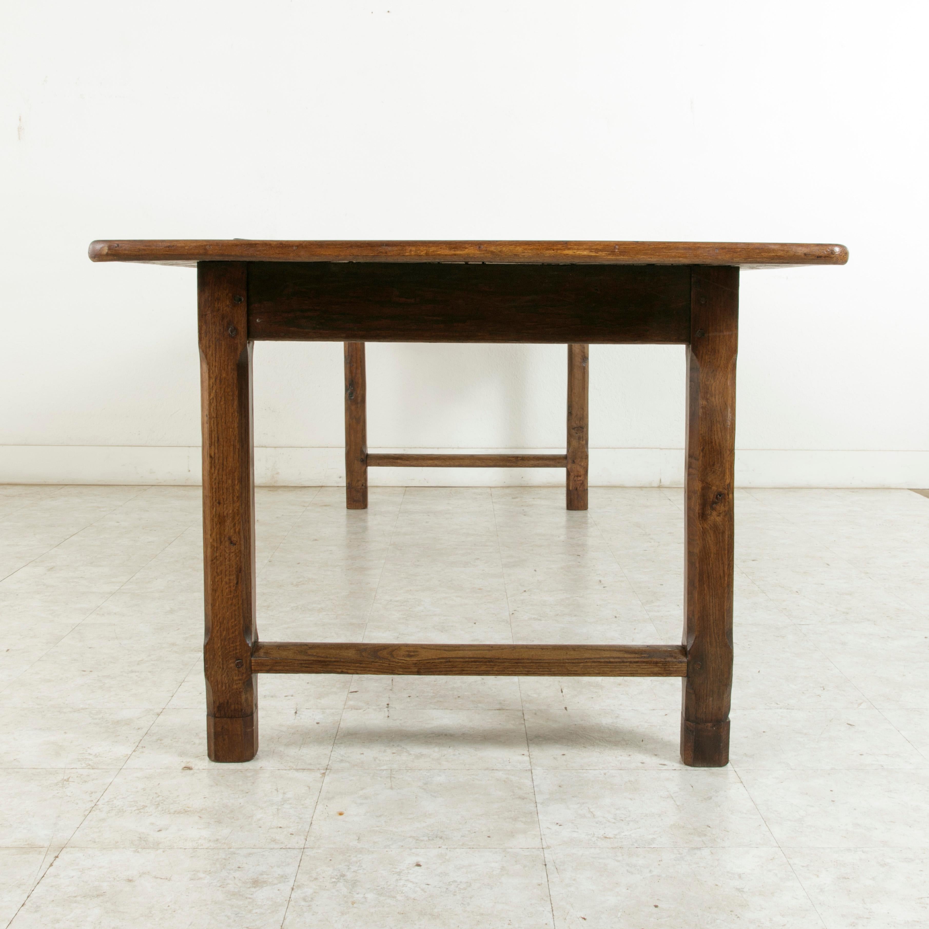 Early 20th Century Ten Foot Long French Artisan Made Oak Farm Table or Dining Table, circa 1900