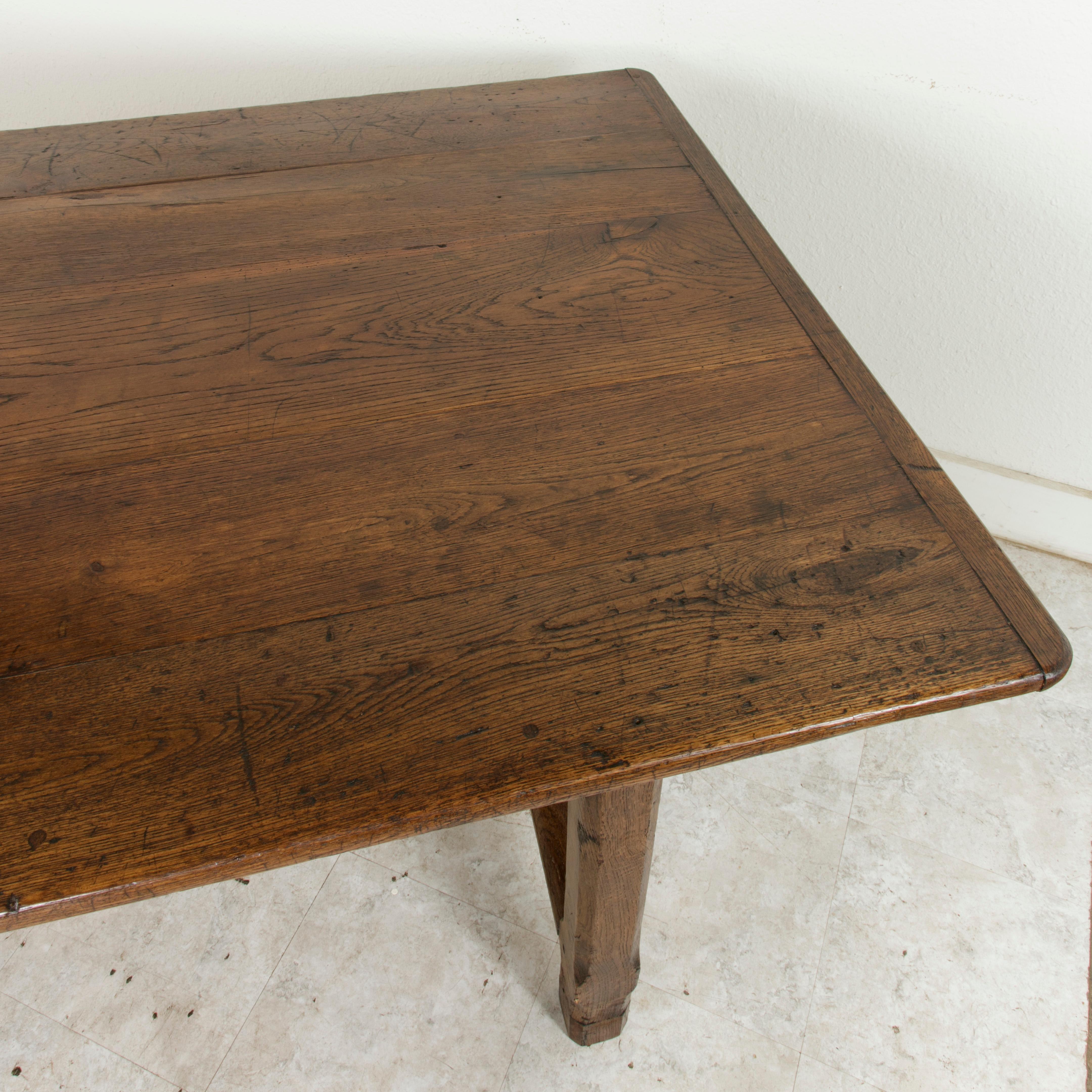 Ten Foot Long French Artisan Made Oak Farm Table or Dining Table, circa 1900 4