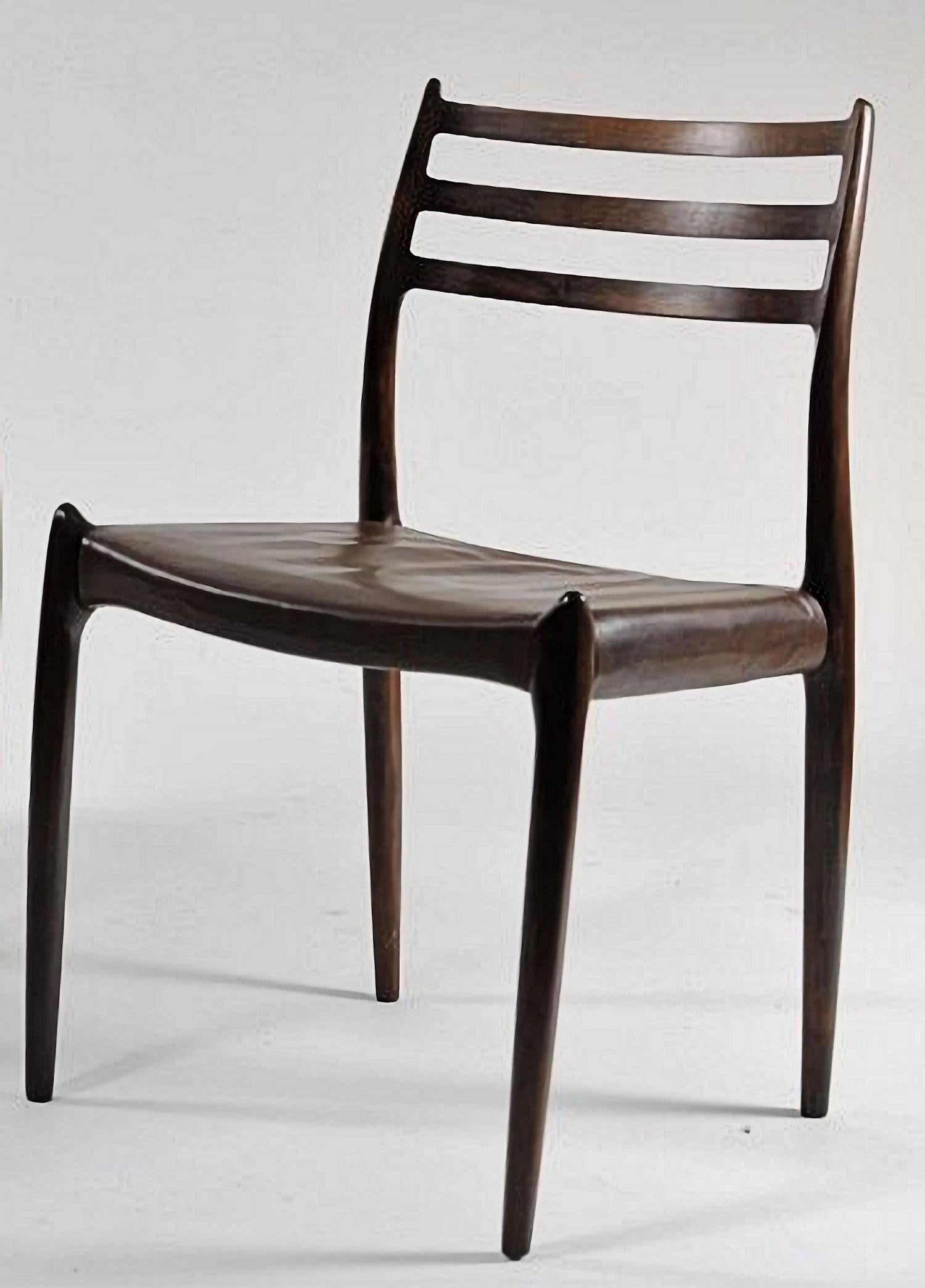 Scandinavian Modern Ten Fully Restored Niels Otto Møller Rosewood Dining Chairs Custom Upholstery For Sale