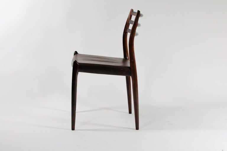 Scandinavian Modern Ten Fully Restored Niels Otto Møller Rosewood Dining Chairs, Inc. Reupholstery For Sale