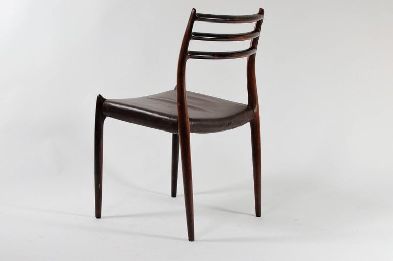 Danish Ten Fully Restored Niels Otto Møller Rosewood Dining Chairs, Inc. Reupholstery For Sale