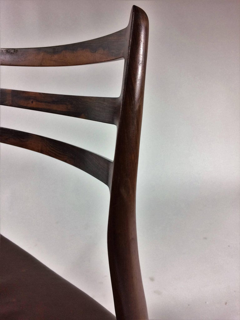 Ten Fully Restored Niels Otto Møller Rosewood Dining Chairs, Inc. Reupholstery For Sale 2