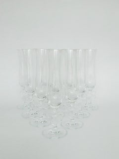 Ten Fun and Fancy Marc Aurel Crystal Champagne Flutes with Puzzle Piece Stem