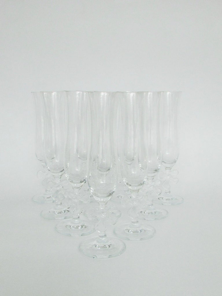 Ten Fun and Fancy Marc Aurel Crystal Champagne Flutes with Puzzle Piece