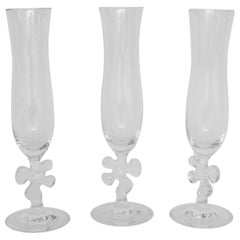 Dieci divertenti e fantasiosi flûte da champagne in cristallo Marc Aurel con stelo a puzzle