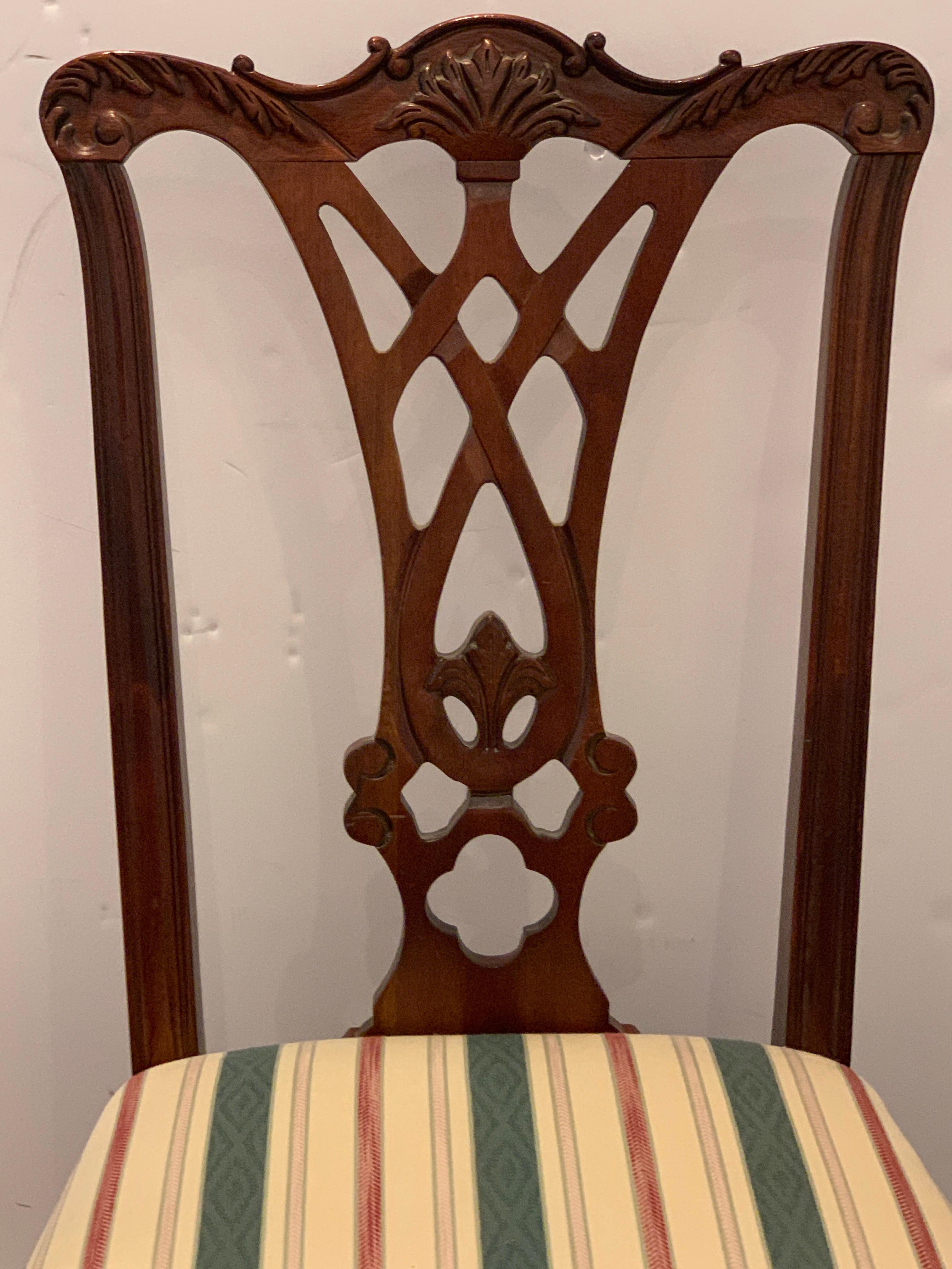 Ten Georgian Style Mahogany Dining Room Chairs, by Thomasville For Sale 1