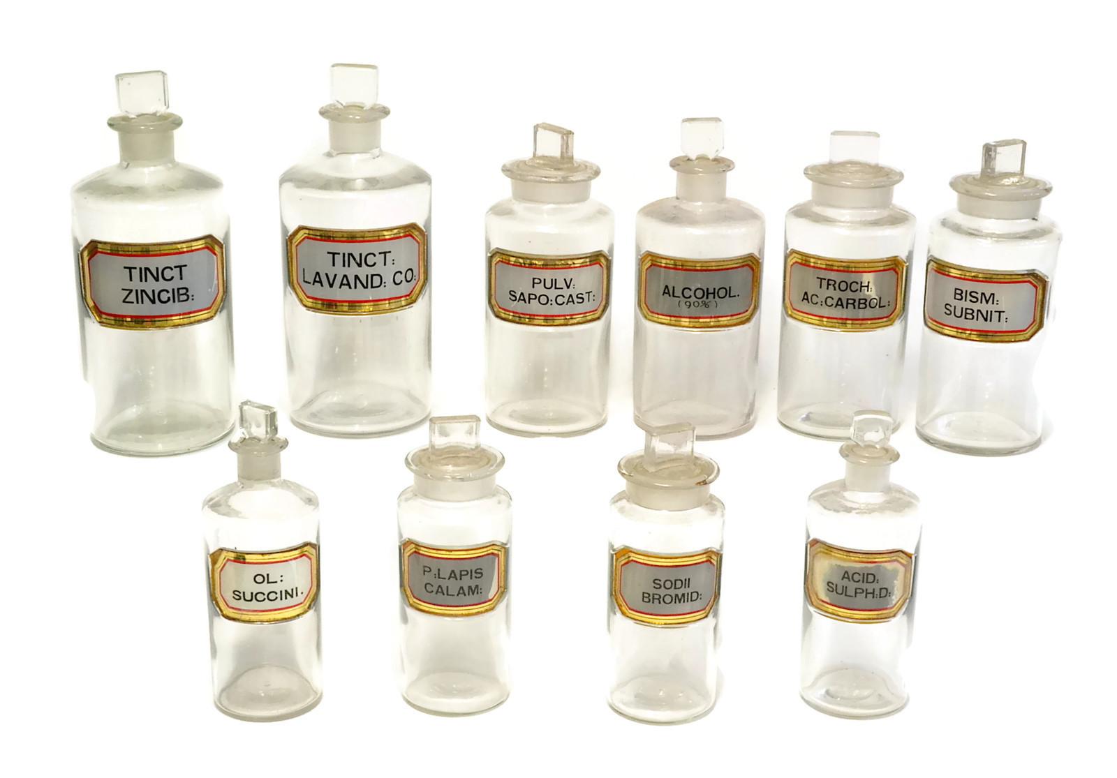 Edwardian Ten Glass Apothecary Jars For Sale