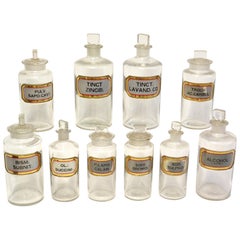 Ten Glass Apothecary Jars