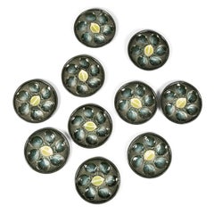 Ten Glazed Majolica St. Clément Oyster Plates