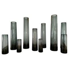 Ten Gray Per Lütken Designed Cylinder Vases From Holmegaard