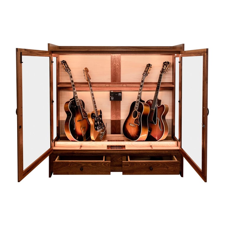 Ten Guitar Humidor, Wood Display Case, the Guitar Habitat For Sale at