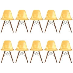 Ten Herman Miller Eames Ochre Dining Chairs
