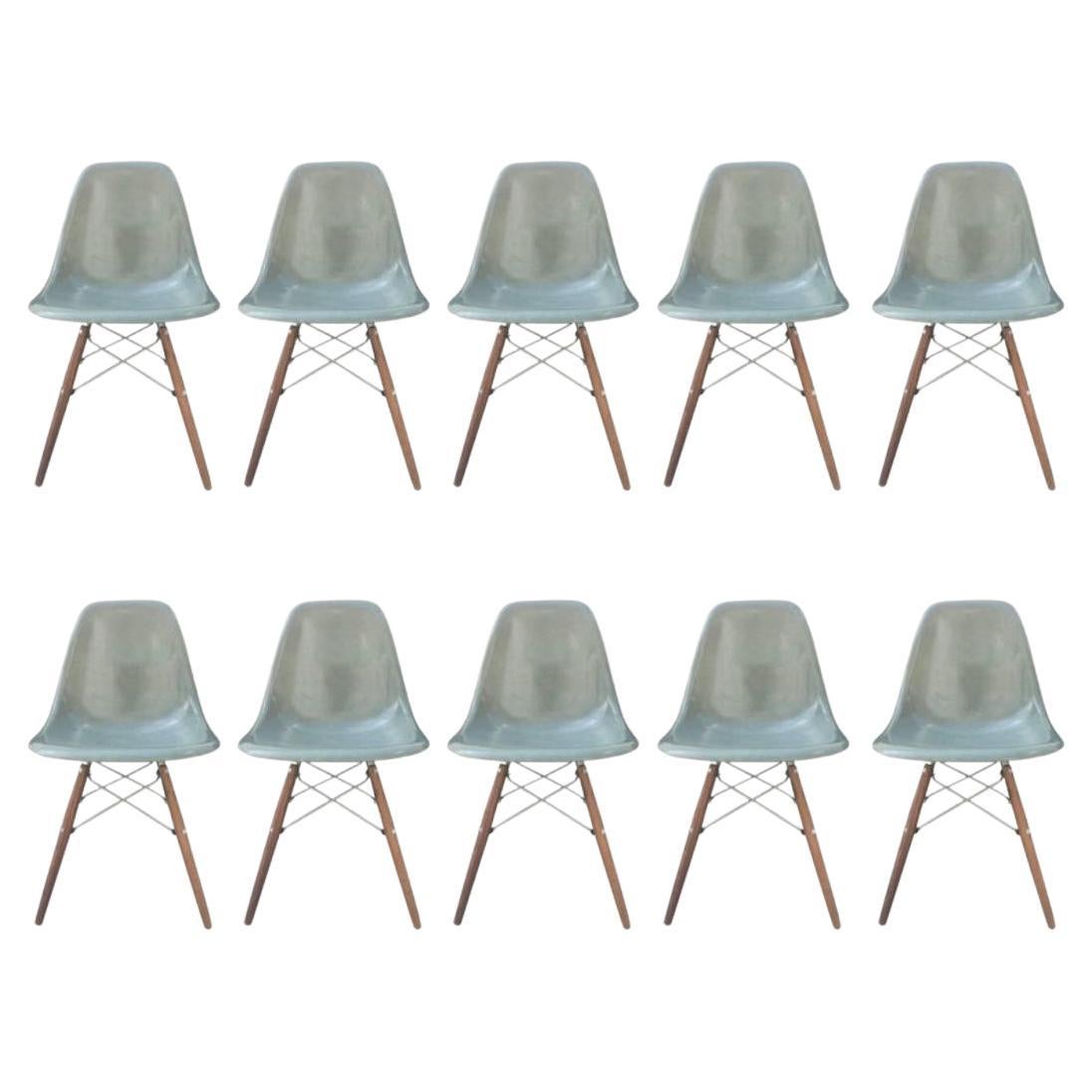 Ten Herman Miller Eames Seafoam Green Dining Chairs