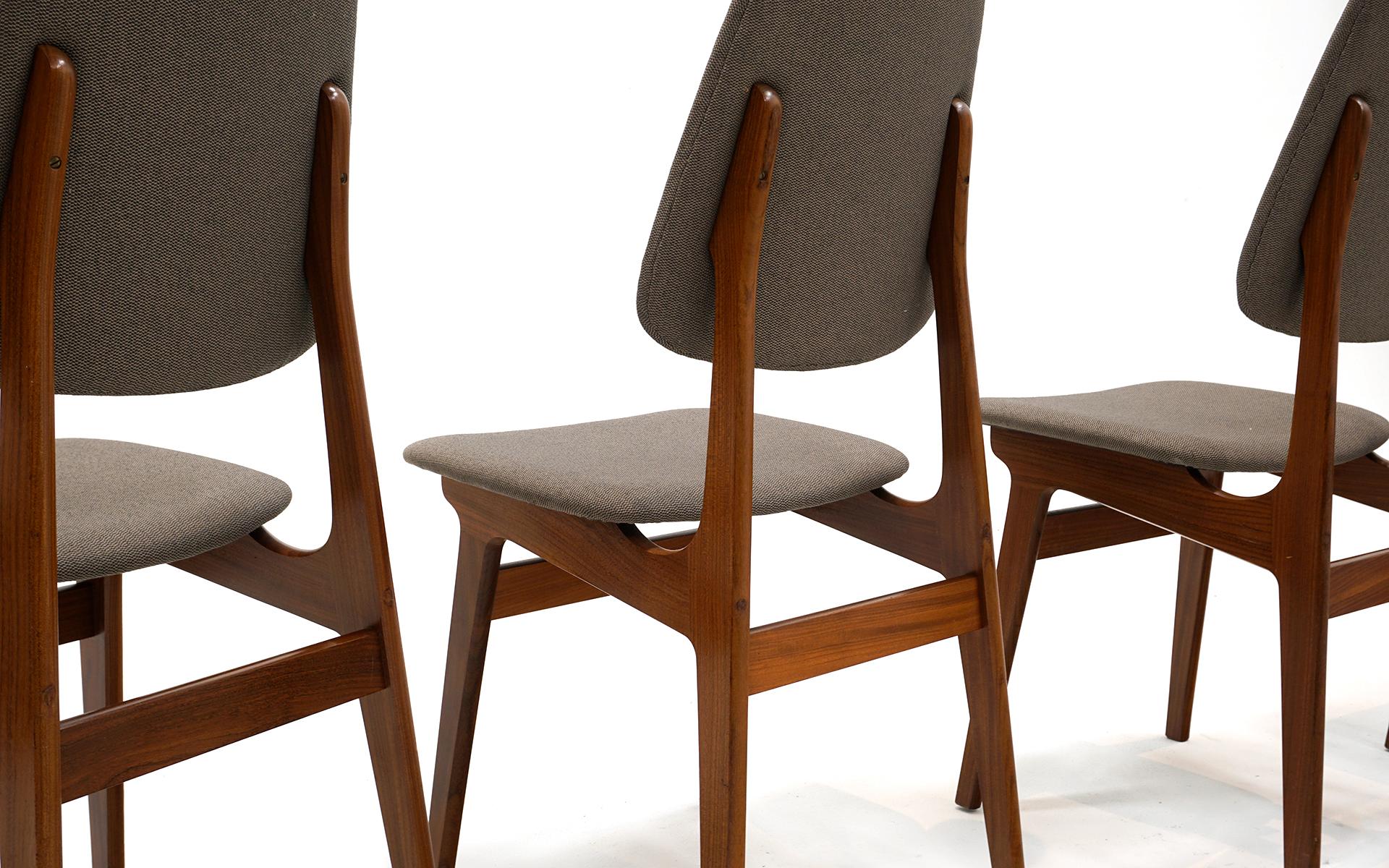Mid-20th Century Ten HIgh Back Dining Chairs by Adrian Pearsall. Walnut with New Upholstery For Sale