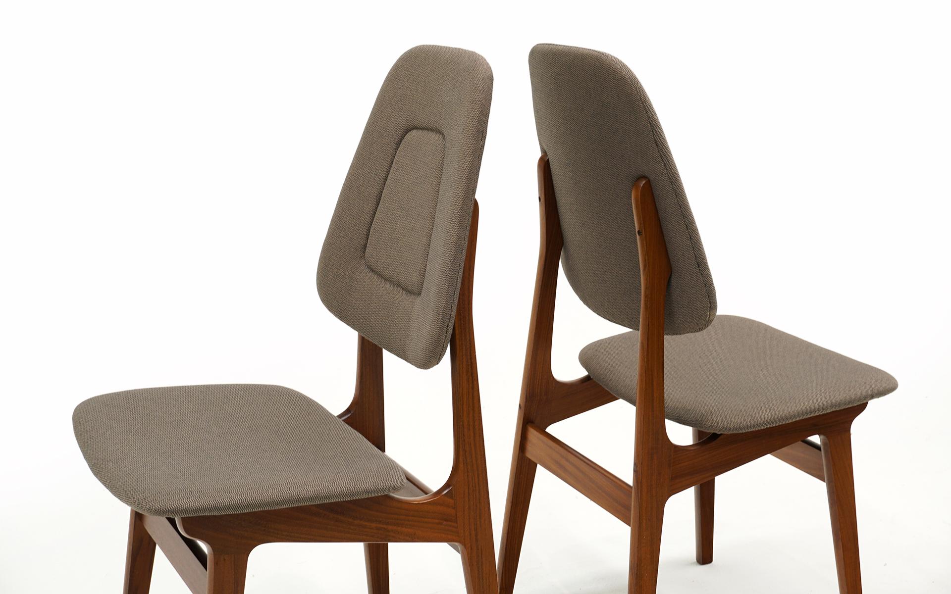 Ten HIgh Back Dining Chairs by Adrian Pearsall. Walnut with New Upholstery For Sale 2