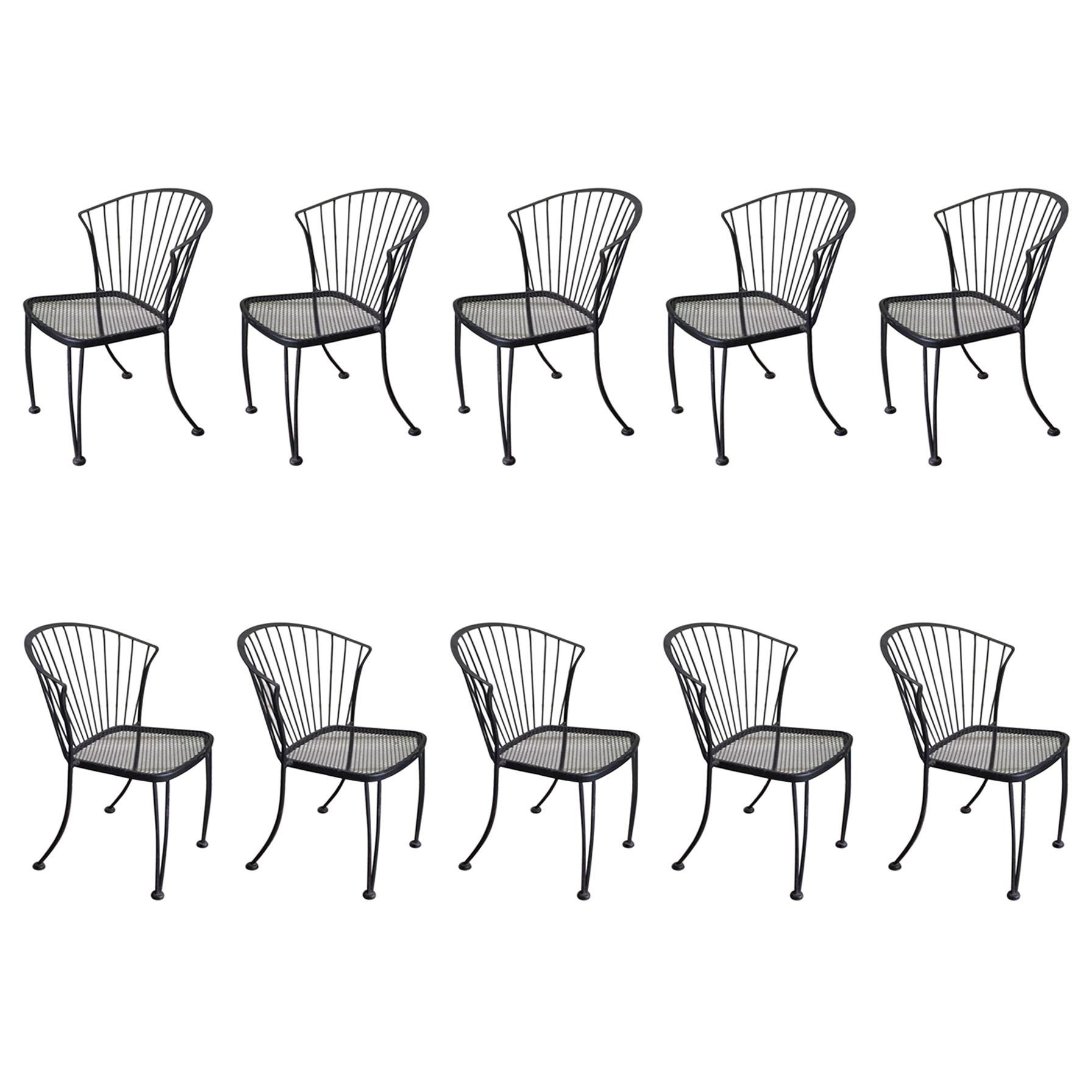 Ten Indoor/Outdoor "Pinecrest" Dining Height Chairs by Woodard, USA, 1950s