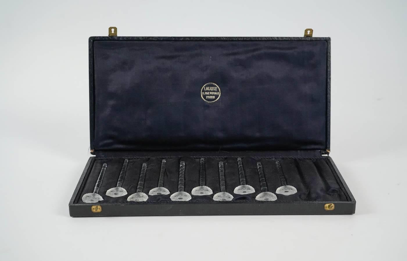 Ten Lalique Swizzle Sticks Barr 1