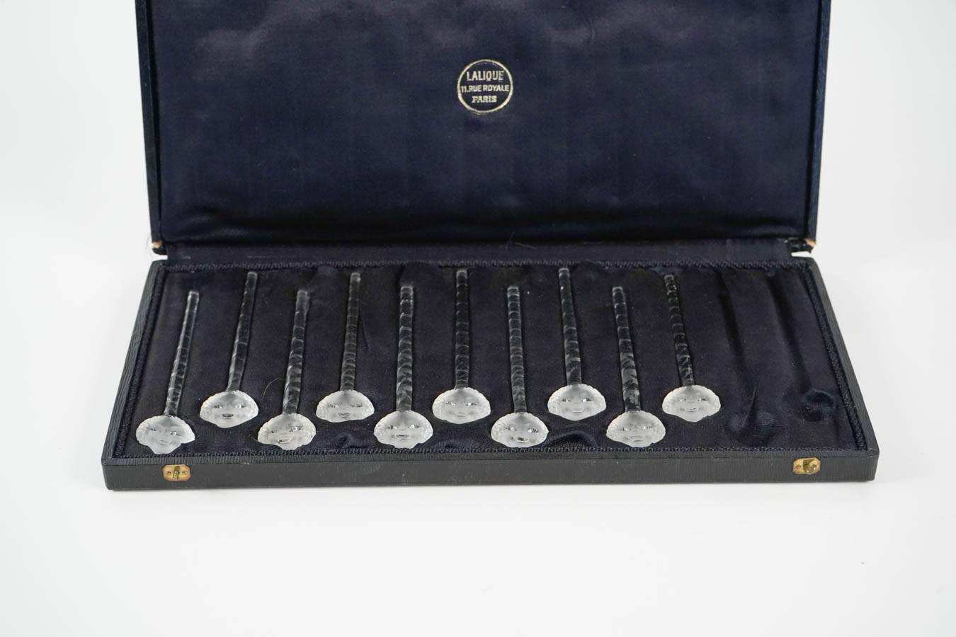 Ten Lalique Swizzle Sticks Barr 2