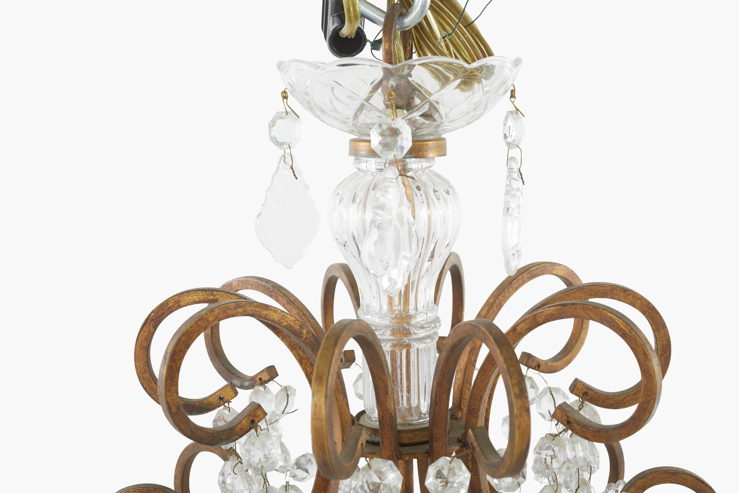 Ten-Light Crystal Chandelier / Gilt Brass Frame 4