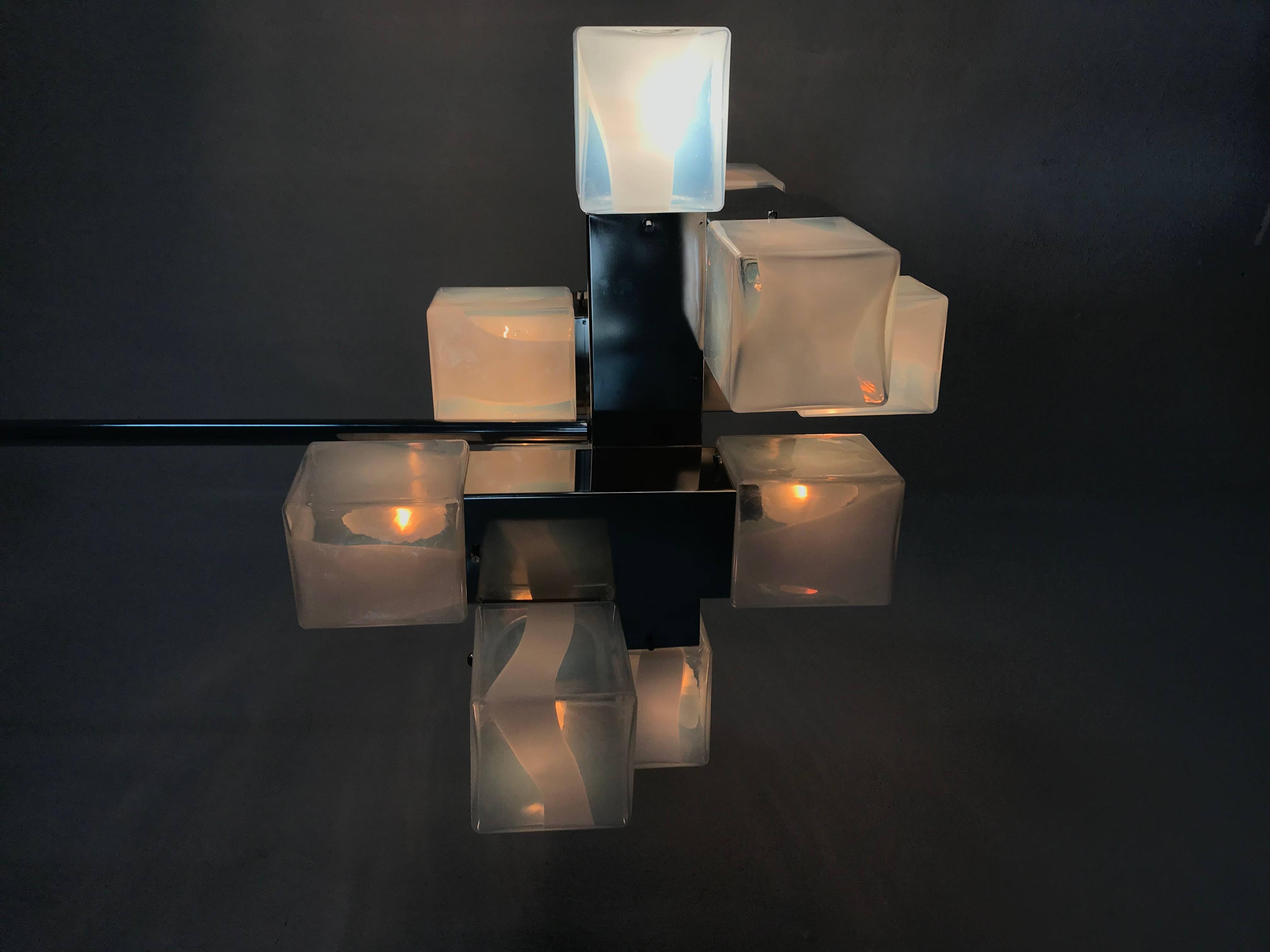 20th Century Ten-Light Mid-Century Modern Chandelier by Carlo Nason for Mazzega, Murano Glass