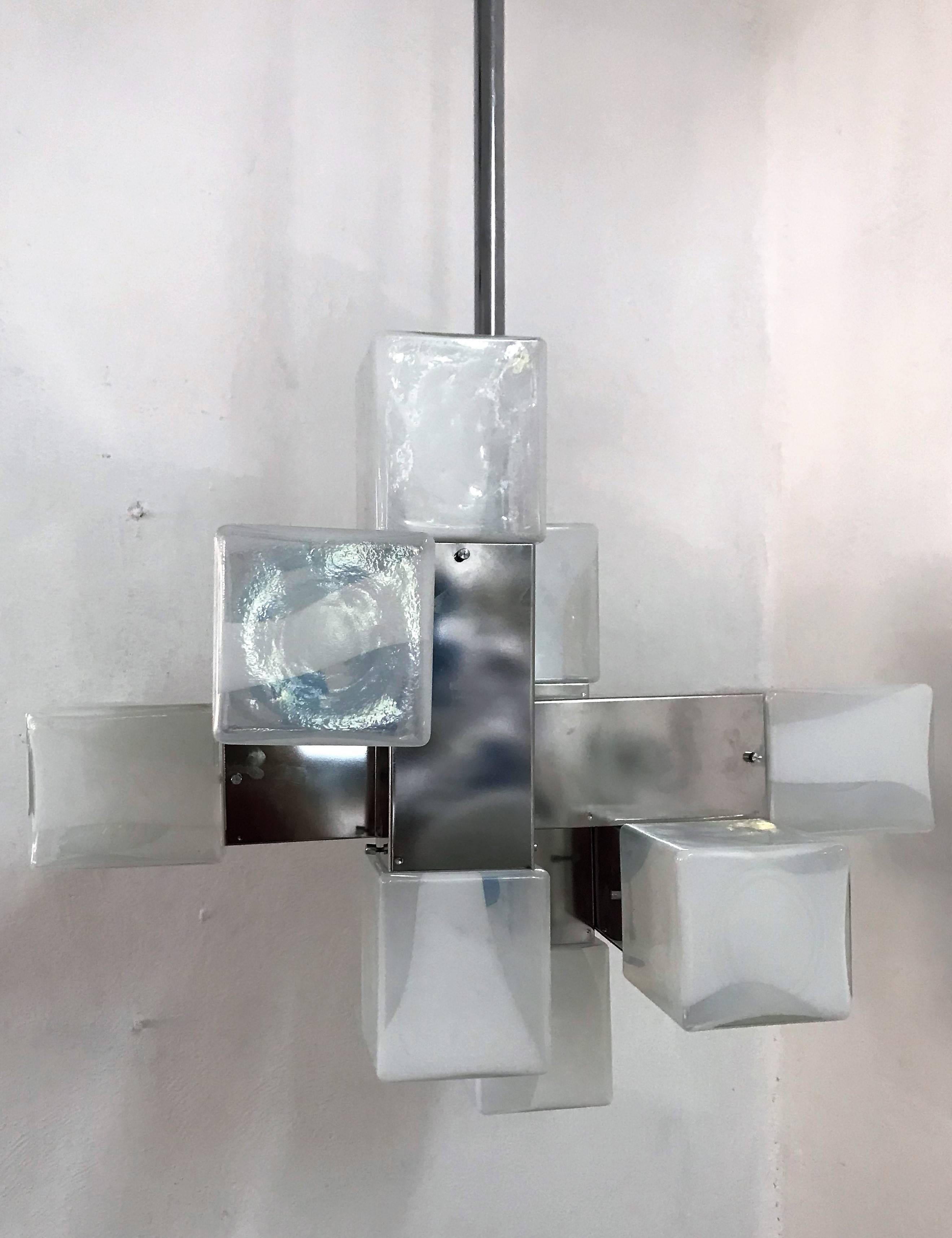 Blown Glass Ten-Light Mid-Century Modern Chandelier by Carlo Nason for Mazzega, Murano Glass