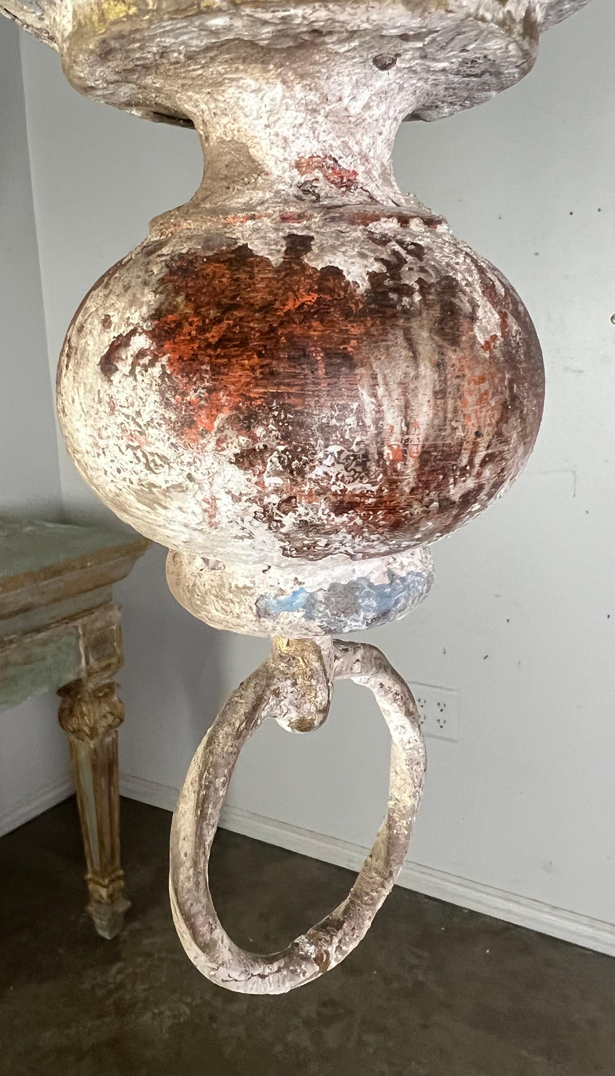 Ten Light Spanish Wrought Iron & Wood Painted Chandelier For Sale 8