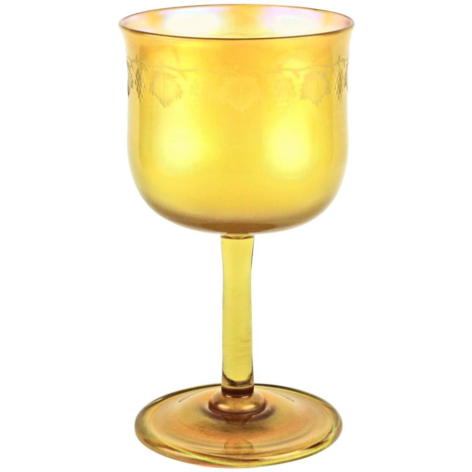Ten Louis Comfort Tiffany Favrile Water Goblets with Rare Cut Decoration