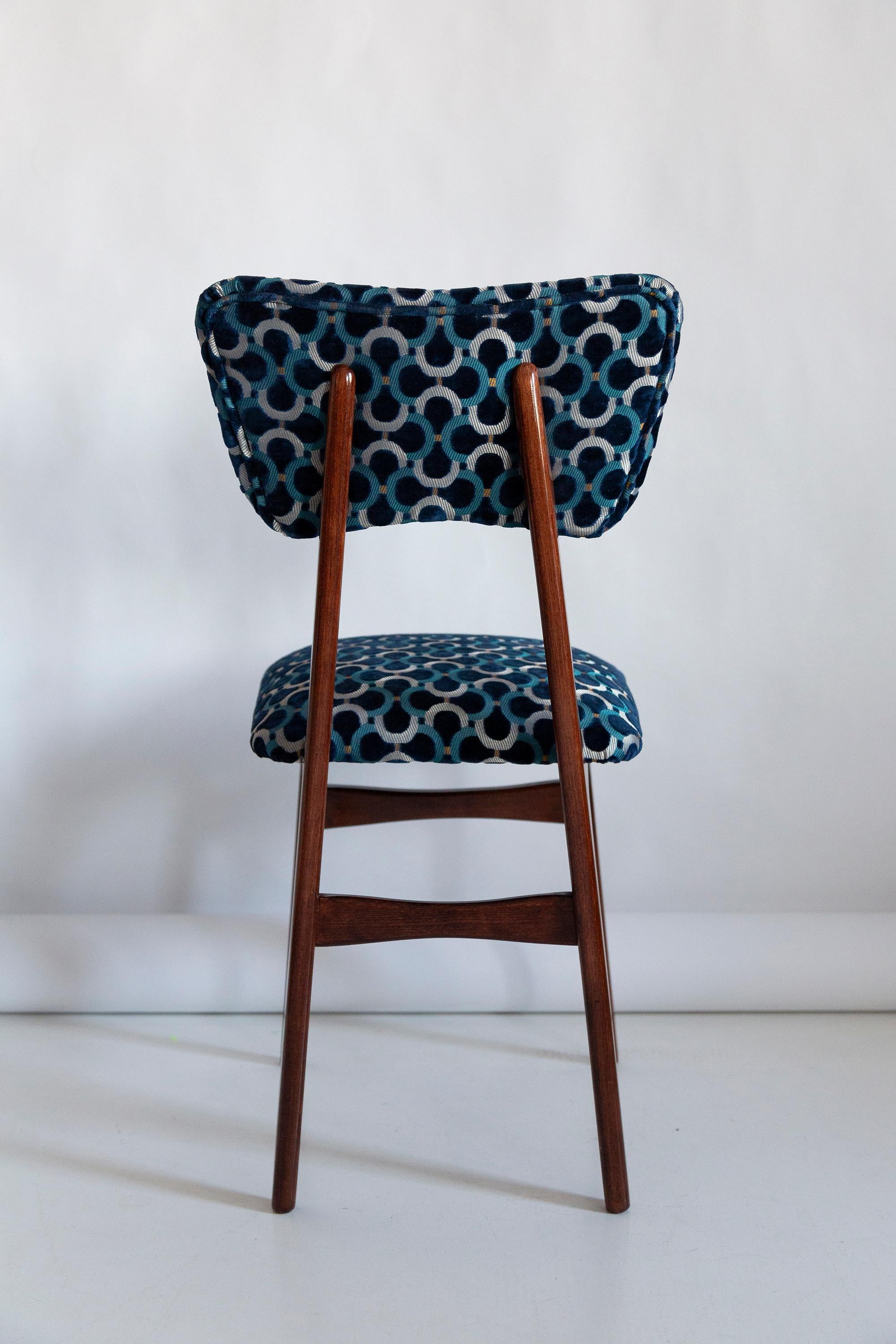 Fabric Ten Mid Century Butterfly Chairs, Blue Scarabeo Velvet, Dark Wood, Europe, 1960s For Sale