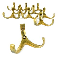 Ten Midcentury Hertha Baller Brass Wall Coat Hooks, 1950s, Austria