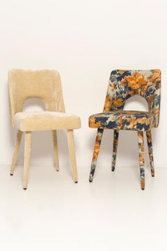 Ten Mid Century Shell Chairs in Beige Velvet Capri II by Pierre Frey, 1960s