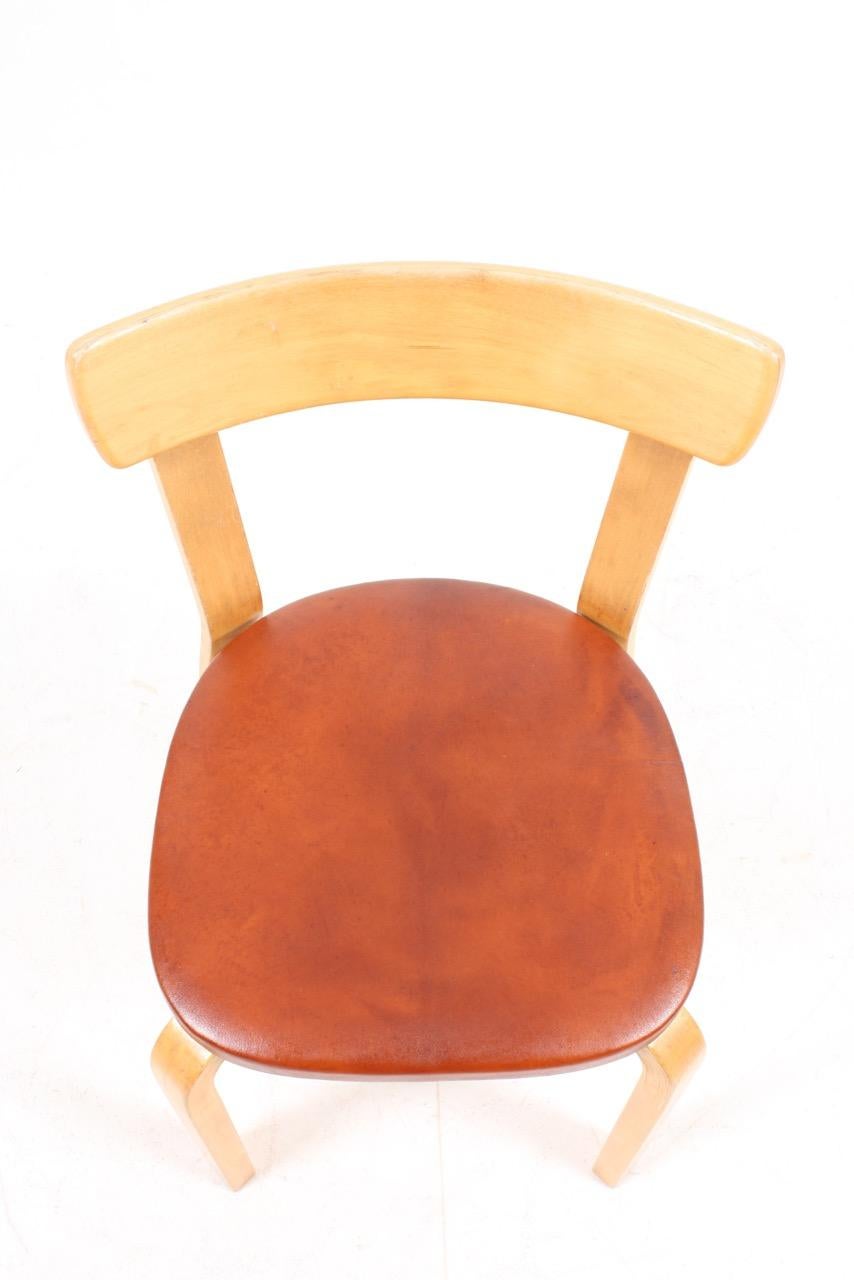 Finnish Ten Midcentury Side Chairs with Niger Leather, Aalto, Model 69