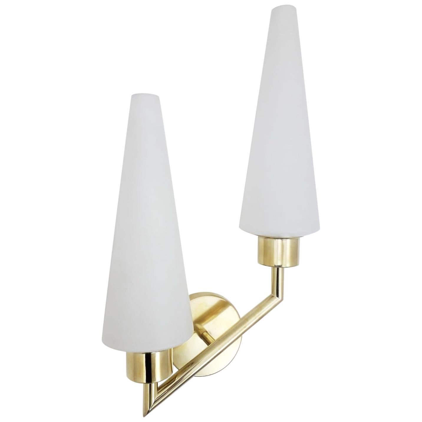 Midcentury Double Cone Stilnovo Sconce - 10 available For Sale