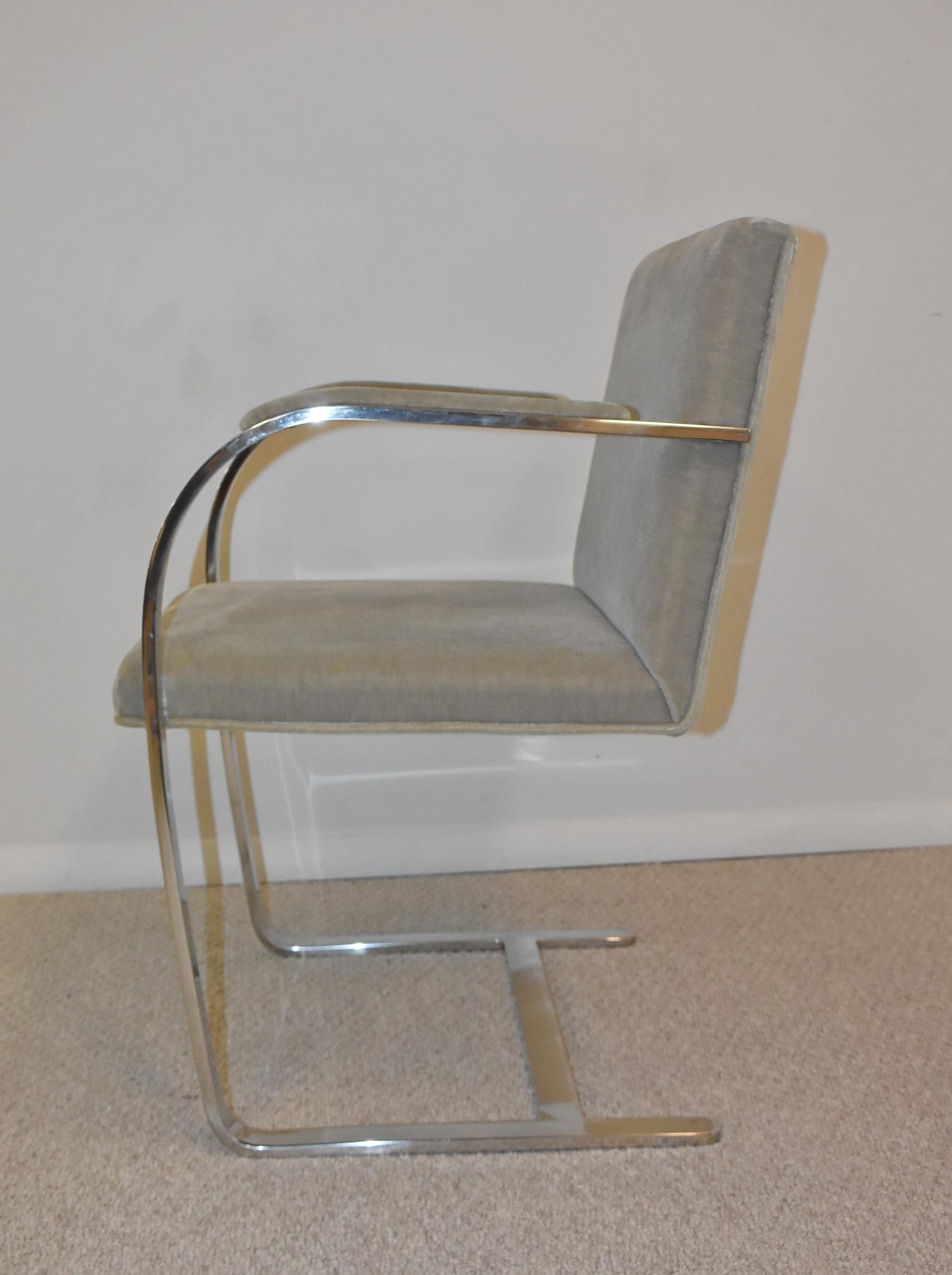Ten Mies Van Der Rohe Chrome Dining Chairs for Knoll Mohair Fabric For Sale 1